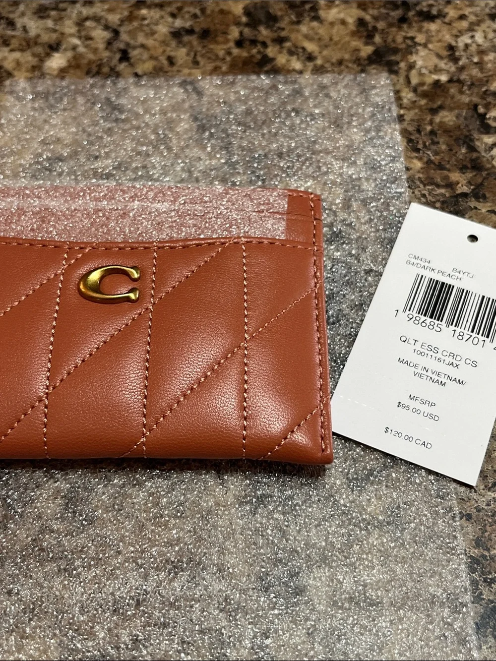Coach Essential Card Case In Dark Peach